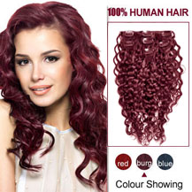 16 inches Bug 7pcs Curly Clip In Indian Remy Hair Extensions