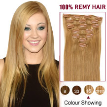 16 inches Golden Blonde (#16) 7pcs Clip In Indian Remy Hair Extensions