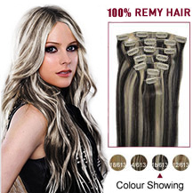 26 inches #1B/613 7pcs Clip In Indian Remy Hair Extensions