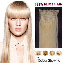 16" Bleach Blonde (#613) 7pcs Clip In Indian Remy Hair Extensions