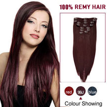 18 inches 99J 7pcs Straight Clip In Indian Remy Hair Extensions