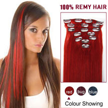 18 inches Red 7pcs Clip In Indian Remy Hair Extensions