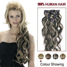 26 inches Black Blonde (#1b/613) 7pcs Wavy Clip In Indian Remy Hair Extensions