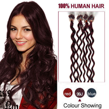22 inches 99J 100S Curly Micro Loop Human Hair Extensions