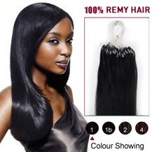 16 inches Jet Black (#1) 100S Micro Loop Human Hair Extensions