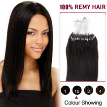 22" Natural Black (#1b) 50S Micro Loop Human Hair Extensions