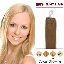 16 inches Strawberry Blonde (#27) 100S Micro Loop Human Hair Extensions