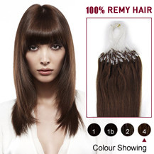 20" Medium Brown (#4) 100S Micro Loop Human Hair Extensions