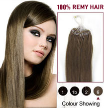 16 inches Light Brown (#6) 100S Micro Loop Human Hair Extensions
