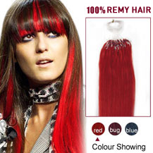 18 inches Red 100S Micro Loop Human Hair Extensions