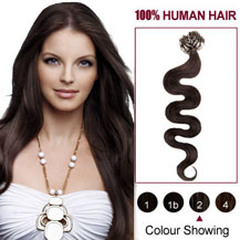 18 inches Dark Brown  (#2) 100S Wavy Micro Loop Human Hair Extensions