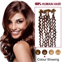 16 inches Dark Auburn (#33) 100S Curly Nail Tip Human Hair Extensions