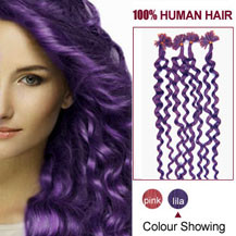30 inches Lila 100S Curly Nail Tip Human Hair Extensions