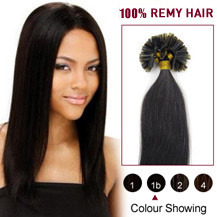 30 inches Natural Black (#1b) 50S Nail Tip Human Hair Extensions