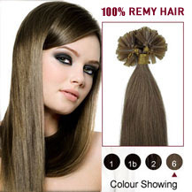 16 inches Light Brown (#6) 100S Nail Tip Human Hair Extensions
