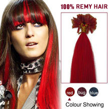 30 inches Red 100S Nail Tip Human Hair Extensions