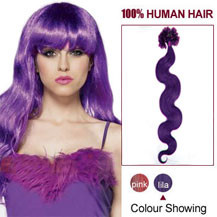 30 inches Lila 50S Wavy Nail Tip Human Hair Extensions