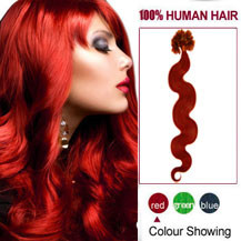 30 inches Red 100S Wavy Nail Tip Human Hair Extensions