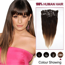 16 inches Three Colors #2 And #4 And #613 Ombre Indian Remy Clip In Hair Extensions