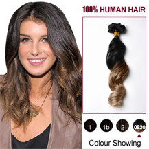 16 inches Two Colors #1 And #10 Wavy Ombre Indian Remy Clip In Hair Extensions