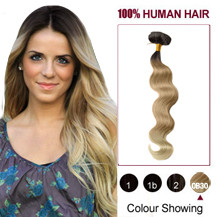 16" Three Colors #2 And #12 And #613 Wavy Ombre Indian Remy Clip In Hair Extensions