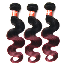 3 set bundle #1B/Bug Ombre Body Wave Indian Remy Hair Wefts 26/28/30 Inches