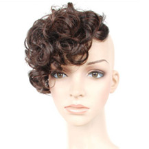 Slightly Curled Wig Bang Deep Chestnut Brown 1 Piece