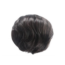 Fluffy Slightly Curled Bud Bun Black 1 Piece