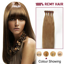 30 inches Golden Brown (#12) 50S Stick Tip Human Hair Extensions