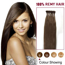 30 inches Ash Brown (#8) 50S Stick Tip Human Hair Extensions