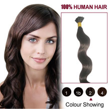 30 inches Dark Brown (#2) 50S Wavy Stick Tip Human Hair Extensions