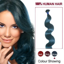 30 inches Blue 100S Wavy Stick Tip Human Hair Extensions