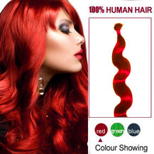 30 inches Red 100S Wavy Stick Tip Human Hair Extensions