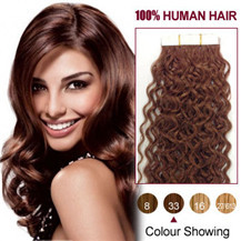 26 inches Dark Auburn (#33) 20pcs Curly Tape In Human Hair Extensions