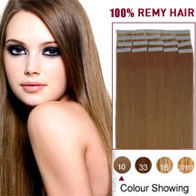 26 inches Light Brown (#10) 20pcs Tape In Human Hair Extensions