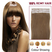 26 inches Golden Brown (#12) 20pcs Tape In Human Hair Extensions