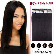 18" Natural Black (#1b) 20pcs Tape In Human Hair Extensions