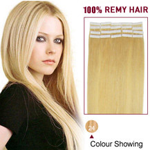 26 inches Ash Blonde (#24) 20pcs Tape In Human Hair Extensions