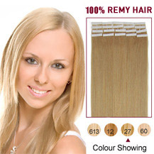 26 inches Strawberry Blonde (#27) 20pcs Tape In Human Hair Extensions