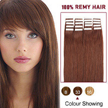 26 inches Dark Auburn (#33) 20pcs Tape In Human Hair Extensions