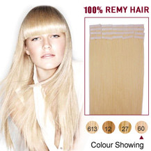 26 inches White Blonde (#60) 20pcs Tape In Human Hair Extensions
