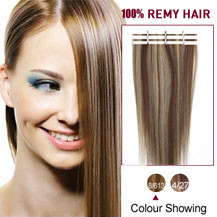 26 inches Brown Blonde (#8/613) 20pcs Tape In Human Hair Extensions