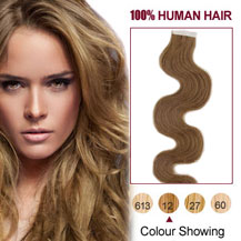 16 inches Golden Brown (#12) 20pcs Wavy Tape In Hair Extensions