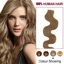 26 inches Golden Blonde (#16) 20pcs Wavy Tape In Human Hair Extensions