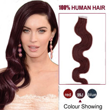 26 inches 99J 20pcs Wavy Tape In Human Hair Extensions