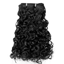 10 inches Jet Black (#1) Curly Indian Remy Hair Wefts