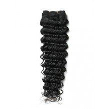 10 inches Jet Black (#1) Deep Wave Indian Remy Weave Hair