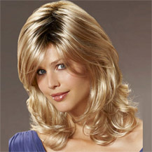 14 inches Human Hair Full Lace Wig Wavy Blonde Highlight