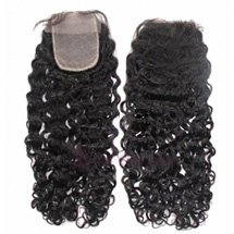 10 inches Natural Black Curly Virgin Brazilian Remy Hair Lace Closure